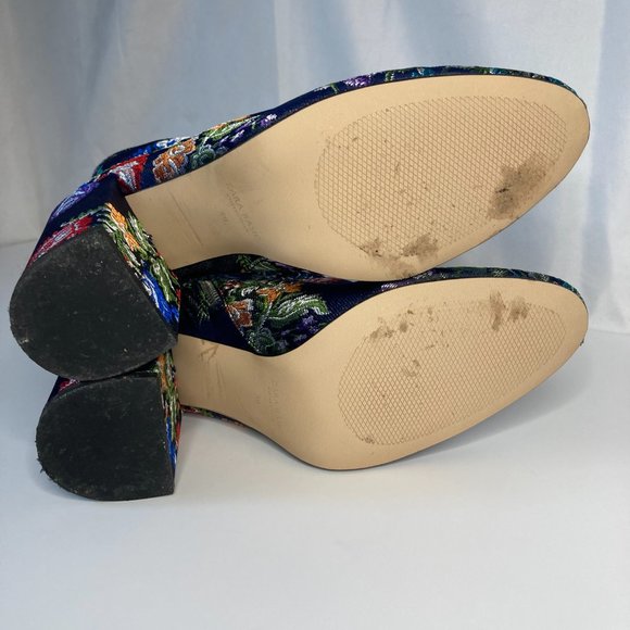 Zara - Spain Basic Collection Jaquard Flower Boots Size 8 Navy Blue / Fl… - Picture 8 of 8